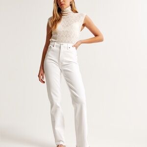 Abercrombie & Fitch Cream Ultra High Rise Jeans (High rise)